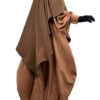 Abaya Bubble Camel x Maxi Khimar Classique Moka by Oummi Abi Moi