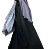 Khimar 3 Voiles Gris Lilas x Abaya Saoudienne Noire by Oummi Abi Moi