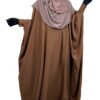 Abaya Saoudienne Moka x Maxi Hijab XXL Taupe x Half Niqab Taupe By Oummi Abi Moi
