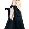 Abaya Saoudienne Noire x Khimar 3 Voiles Beige by Oummi Abi Moi