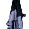 Niqab 90 cm Casquette Noir x Abaya Manches Bouffantes Gris Mauve x Maxi Khimar Classique Grsi Mauve by Oummi Abi Moi