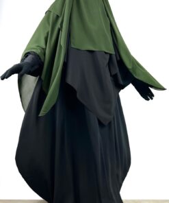 Niqab Casquette 150 Kaki x Abaya Bubble Noire x Maxi Khimar Classique Noir by Oummi Abi Moi