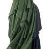 Niqab Casquette 150 cm Kaki x Abaya Bubble Noire x Maxi Khimar Classique Noir by Oummi Abi Moi