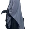 Niqab Classique 150 cm Gris Souris x Abaya Manches Bouffantes Noir x Maxi Khimar Classique Noir by Oummi Abi Moi