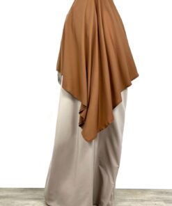 Abaya Manches Bouffantes Greige x Maxi Khimar Camel by Oummi Abi Moi