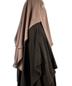 Niqab Classique 90 cm Taupe x Khimar Double Chocolat x Abaya Saoudienne Chocolat by Oummi Abi Moi