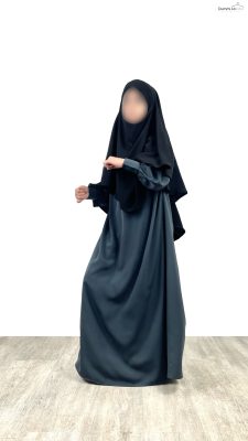 Abaya Mini Gris Foncé x Khimar Mini Noir by Oummi Abi Moi