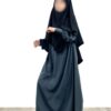 Abaya Mini Gris Foncé x Khimar Mini Noir by Oummi Abi Moi