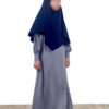Abaya Mini Gris Lilas x Khimar Mini Bleu Nuit by Oummi Abi Moi