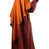 Abaya Manches Bouffantes Marron Rouille x Maxi Khimar Classique Miel Intense by Oummi Abi Moi