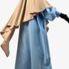 Abaya Manches Bouffantes Bleu Ciel x Maxi Khimar Classique Beige by Oummi Abi Moi