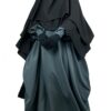 Abaya Bubble Gris Foncé x Khimar 2 Voiles Noir by Oummi Abi Moi