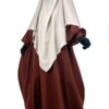 Abaya Bubble Marron Rouille x Maxi Khimar Greige by Oummi Abi Moi