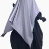 Abaya Bubble Noire x Khimar Double Gris Lilas by Oummi Abi Moi