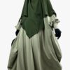 Abaya Bubble Olive x Khimar Double Kaki by Oummi Abi Moi
