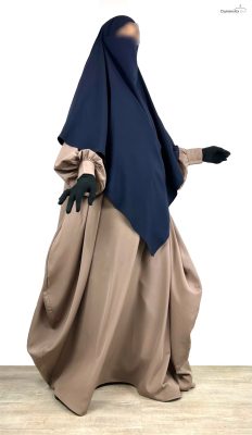 Abaya Bubble Taupe Nude x Maxi Kjhimar Classique Bleu Nuit by Oummi Abi Moi