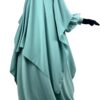 Khimar Double Bleu Gris x Abaya Bubble Vert d'Eau by Oummi Abi Moi