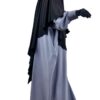 Abaya Manches Bouffantes Gris Lilas x Maxi Khimar Classique Noir by Oummi Abi Moi