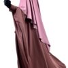 Abaya Saoudienne Taupe Rose x Maxi Khimar Classique Rose Parme by Oummi Abi Moi