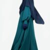 Abaya Bubble WhoolPeach Vert Émeraude x Hijab Rectangle Bleu Nuit x Half Niqab Bleu Nuit x Gants Tactiles Sans Fleur Bleu Nuit by Oummi Abi Moi