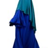 Abaya Caly Bleu Roi x Maxi Khimar Vert Émeraude Gants Tactiles Sans Fleurs Noir By Oummi Abi Moi