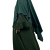 Abaya Caly Kaki x Maxi Khimar Vert Intense x Gants Tactiles Sans Fleur Beige by Oummi Abi Moi