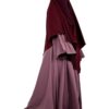 Abaya Caly Rose Parme x Maxi Khimar Bordeaux x Half Niqab Bordeaux x Gants Tactiles Sans Fleurs Noir By Oummi Abi Moi
