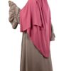 Abaya Caly Taupe Nude x Hijab Rectangle Vieux Rose By Oummi Abi Moi