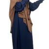 Sleeve-Buffy-Abaya-Caviary-Dark-Blue-x-Maxi-Khimar-Moka-x-Half-Niqab-Blue-x-Tactiles-Gloves-Without-Flower-Blue-Marine-By-Oummi-Abi-Mo