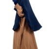 Abaya Manches Bouffantes Camel x Cape Yéménite Bleu Nuit Sans Casquette x Gants Tactiles Sans Fleur Bleu by Oummi Abi Moi