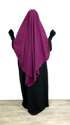 Abaya Manches Bouffantes WhoolPeach Noir x Maxi Khimar 140 Prune Aubergine x Gants Tactiles Sans Fleurs Noir