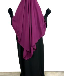 Abaya Sleeve Buffy WhoolPeach Black x Maxi Khimar 140 Prune Eggplant x Gants Tactiles Sans Fleurs Black