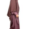 Abaya Mini Rose Parme x Khimar Mini Taupe Rose By Oummi Abi Moi