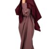 Abaya Mini Taupe Rose x Khimar Mini Bordeaux By Oummi Abi Moi