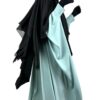Abaya Saoudienne Whool Peach Bleu Gris x Khimar 3 Voiles Noir by Oummi Abi Moi
