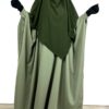 Abaya Saudi Olive x Khimar Double Kaki x Gants Tactiles Noir By Oummi Abi Moi