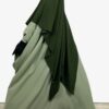 Abaya Saudi Olive x Khimar Double Kaki x Gants Tactiles Sans Fleurs Noir By Oummi Abi Moi