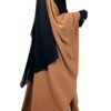 Cape Sans Fronces Camel x Maxi Hijab XXL Noir x Half Niqab Noir x Abaya Bubble WhoolPeach Greige by Oummi Abi Moi
