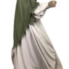 Hijab Rectangle Kaki x Half Niqab Kaki x Abaya Bubble WhoolPeach Greige x Gants Tactiles Sans Fleur Taupe By Oummi Abi Moi