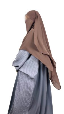 Hijab Rectangle Taupe x Half Niqab Taupe x Set Majdoulîne Gris Lilas by Oummi Abi Moi
