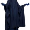 Jilbab 2 Pièces Bleu Nuit x Gants Tactiles Fleurs Bleu Nuit by Oummi Abi Moi