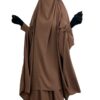 Jilbab 2 Pièces Moka x Gants Tactiles Noirs By Oummi Abi Moi