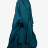 Jilbab 2 Pièces Vert Émeraude x Gants Tactiles Sans Fleur Noir by Oummi Abi Moi