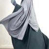 Maxi Hijab XXL Gris Perle x Cape Gris Foncé x Half Niqab Gris By Oummi Abi Moi