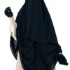 Niqab à Clips 130 Sans Casquette x Abaya Bubble WhoolPeach Greige x Gants Tactiles Sans Fleur Noir by Oummi Abi Moi