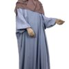 Set Majdoulîne Gris Lilas x Hijab Rectangle Taupe x Half Niqab Taupe x Gants Tactiles Sans Fleurs Taupe by Oummi Abi Moi