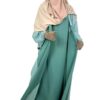 Set Majdoulîne Vert Opaline x Hijab Rectangle Beige x Half Niqab Beige Nude x Gants Sans Fleur Taupe By Oummi Abi Moi