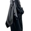 Niqab Classique 150 Gris Foncé x Abaya Manches Bouffantes Noire x Maxi Khimar Classique Noir by Oummi Abi Moi