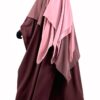 Maxi Khimar 3 Voiles Taupe Rosé Mousseline Vieux Rose x Abaya Saoudienne Bois de Rose by Oummi Abi Moi