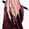 Maxi Khimar 3 Voiles Taupe Rosé Mousseline Rose Poudré x Abaya Saoudienne Bois de Rose by Oummi Abi Moi